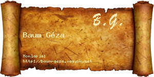 Baum Géza névjegykártya